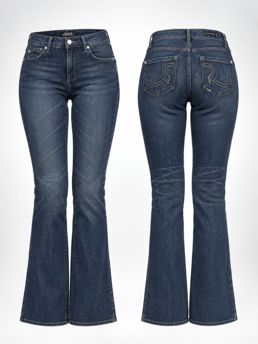 Rock & Republic Roth Cut 1171 Womens Flared Jeans Indigo Dark Wash Denim Size 29
